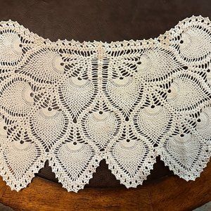 Vintage Antique BOHO Grannycore Crocheted Tablecover 12” X 26”